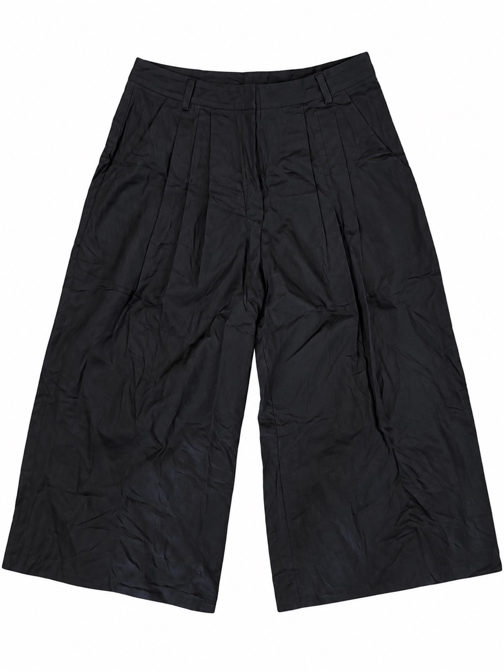 FARM Rio Wide-Leg Black Pleated Culottes